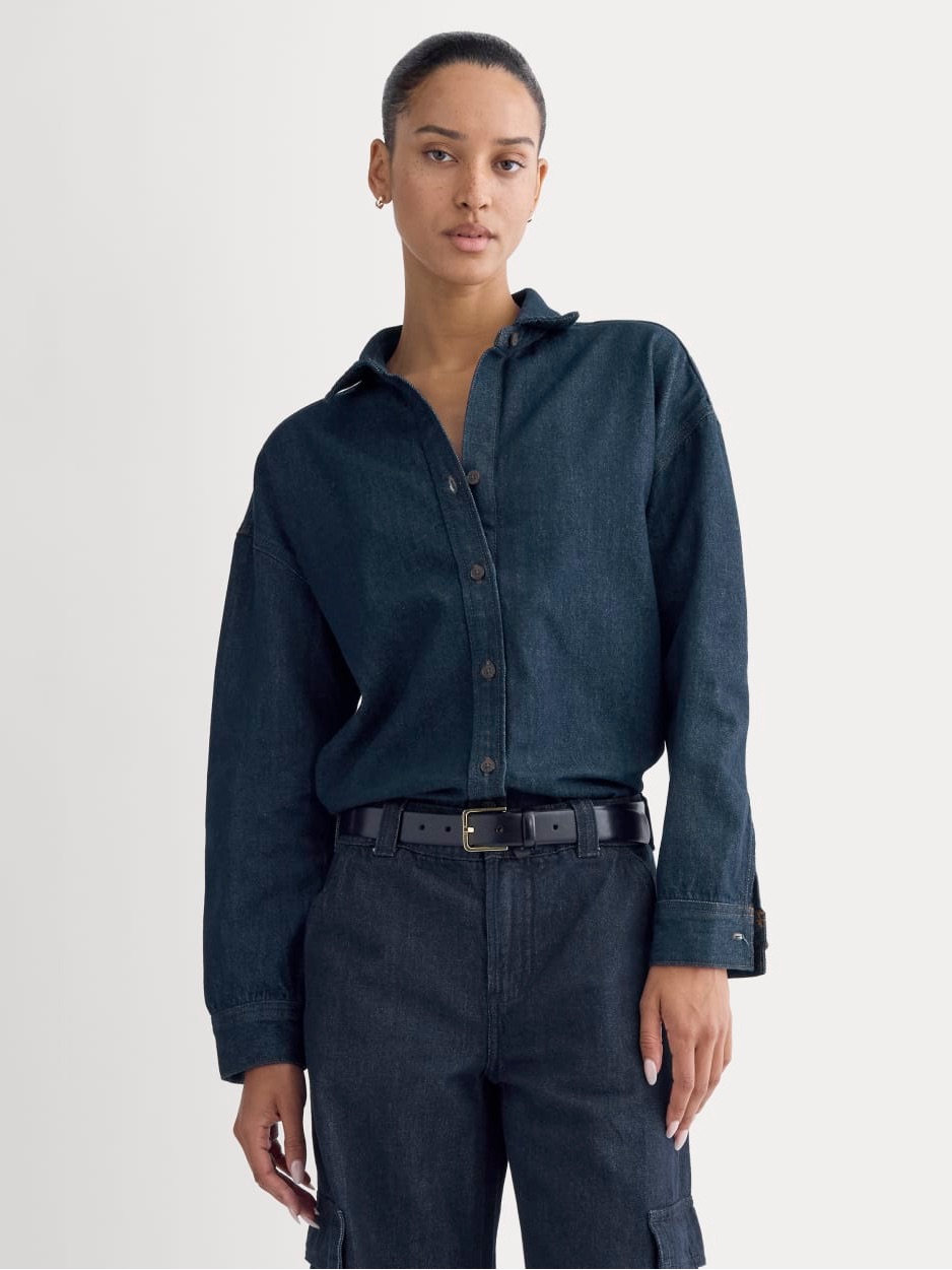 Everlane The Oversized Denim Shirt In Tungsten Rinse Nwot